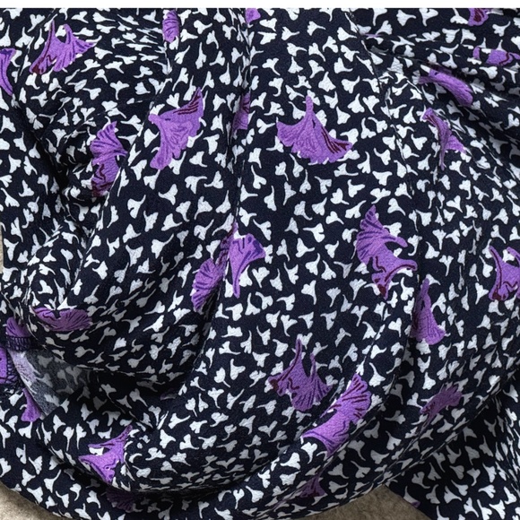 Maje Romper Black White Purple Print Button Front Collar Pockets One Piece Short - Picture 6 of 16